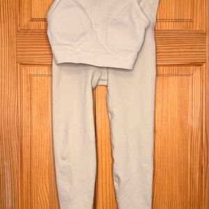 Aerie OFFLINE Ribbed Matching Activewear Set Zip Tank & Leggings Size M